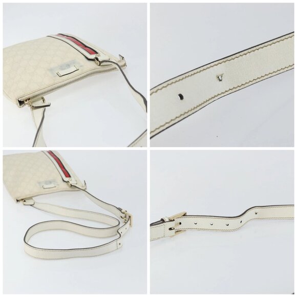GUCCI GG Canvas Sherry Line Shoulder Bag PVC White Red Navy 153244 Auth ep11420 - Picture 16 of 16